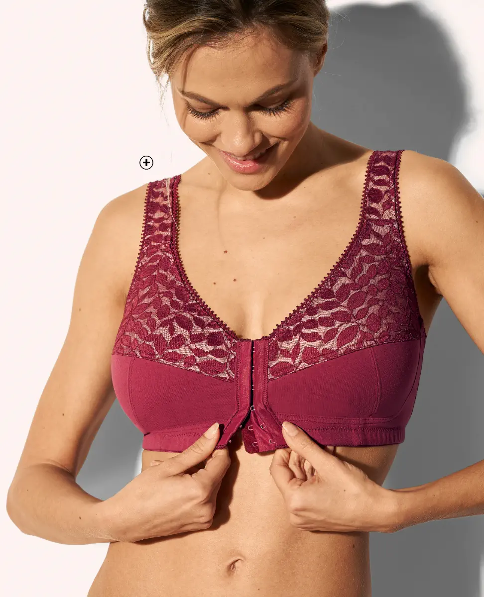 Soutien-gorge en dentelle et coton avec ouverture devant, sans armatures, pour un confort optimal des poitrines généreuses - Blancheporte
